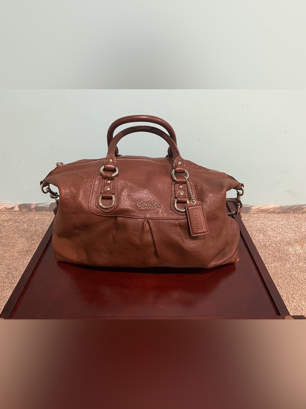 Coach Leather Satchel in Rich Brown
